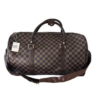 NEW Stylish Brown & Black Checkered  Duffel Bag